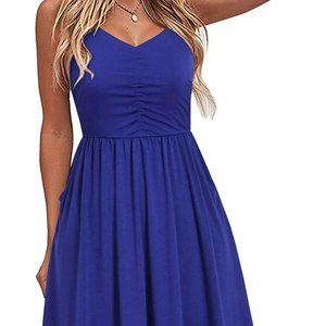 Womens Casual Dresse Sleeveless Cotton Summer Beach Dress A Line Sz L